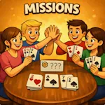 Speel Missions online tegen de computer. Gratis coöperatief kaartspel met duidelijke opdrachten, missies en spelregels.